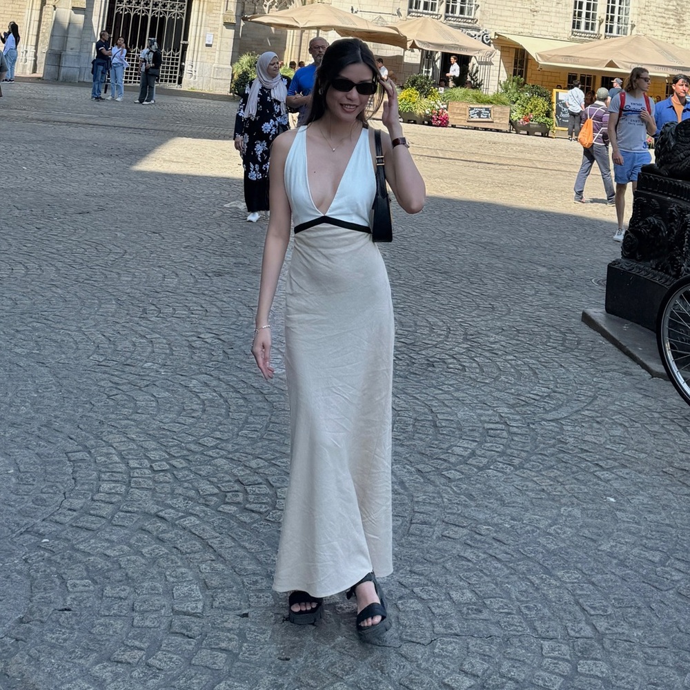 Zara Linen Blend Backless Dress